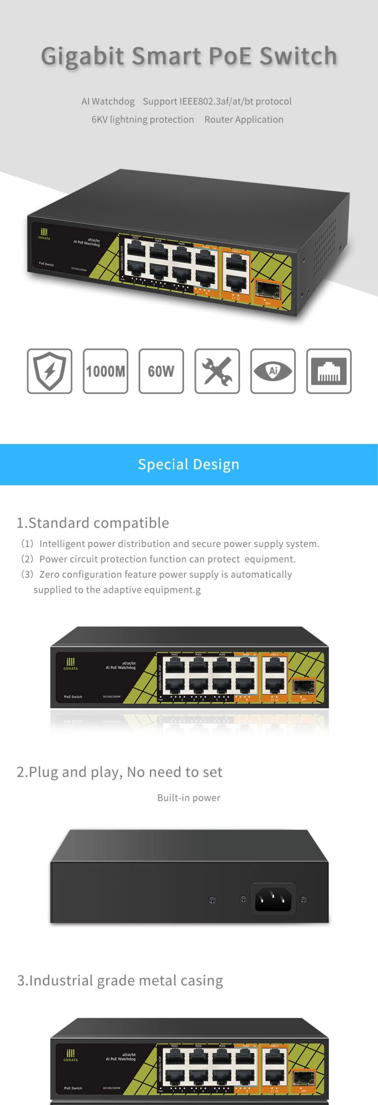 GNT-P4804V6 Genata FE&GE Hybrid PoE Switch